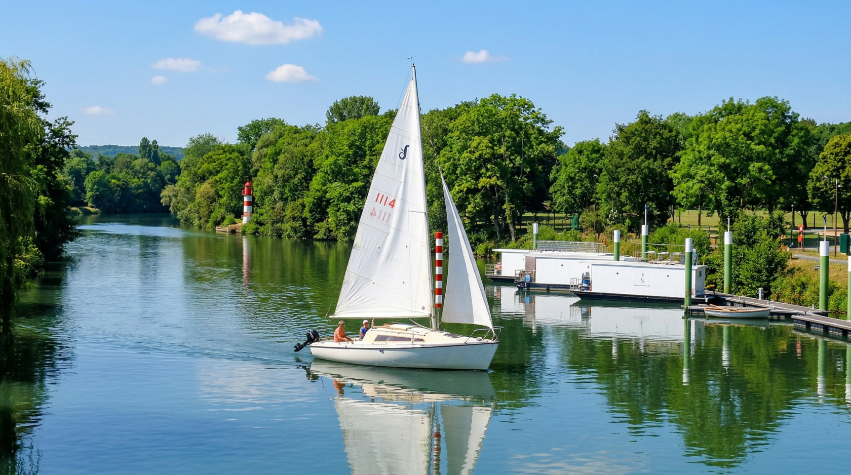 Voilier et loisirs nautiques sur la Marne à Ferté Confluences
